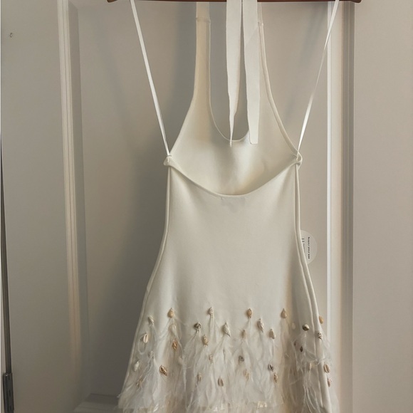 NWT STAUD White Dress with Feather Embellishments - Picture 4 of 4